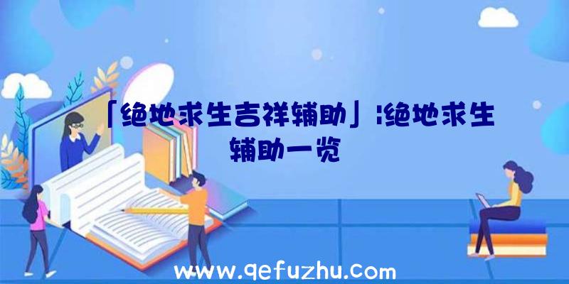 「绝地求生吉祥辅助」|绝地求生辅助一览